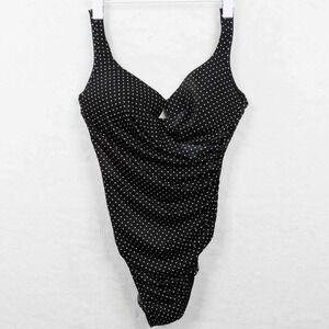 MIRACLESUIT Must Have Escape One Piece Polka Dot Underwire Swimsuit Black Sz 12